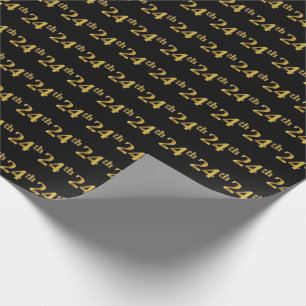 Papel De Regalo Black, Faux Gold 24th (24to) Event
