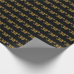 Papel De Regalo Black, Faux Gold 30th (Trigésimo) Event