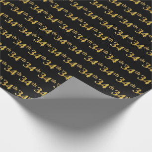 Papel De Regalo Black, Faux Gold 34th (34to) Event