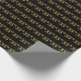 Papel De Regalo Black, Faux Gold 35th (35ª) Event