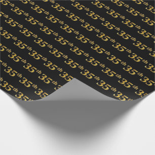 Papel De Regalo Black, Faux Gold 35th (35ª) Event