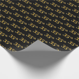 Papel De Regalo Black, Faux Gold 35th (35ª) Event