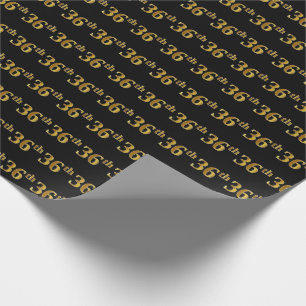 Papel De Regalo Black, Faux Gold 36th (36ª) Event
