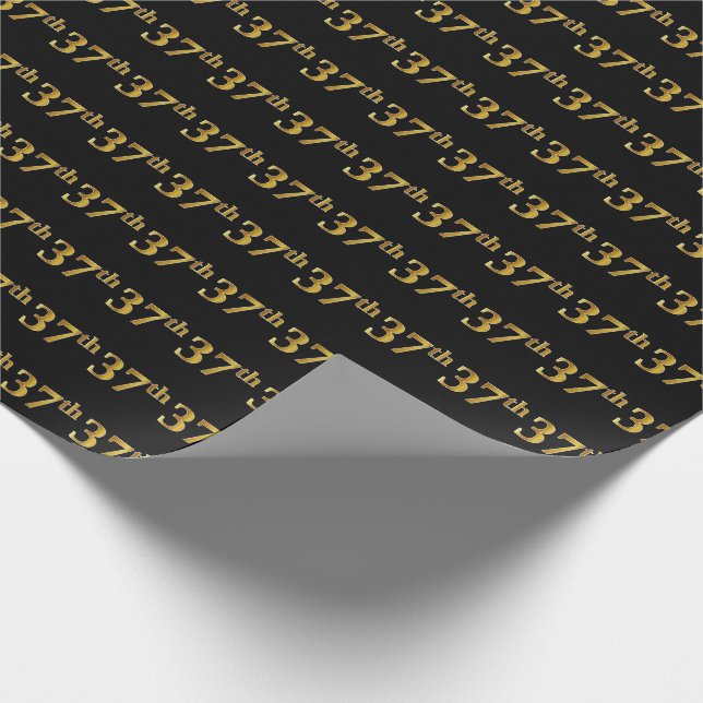 Papel De Regalo Black, Faux Gold 37th (37ª) Event (Esquina)