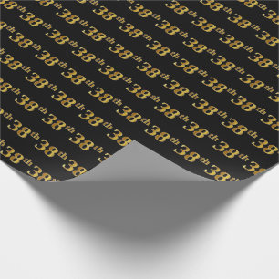 Papel De Regalo Black, Faux Gold 38th (Treinta Y Octavo) Event