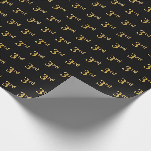 Papel De Regalo Black, Faux Gold 3rd (Third) Event (Esquina)