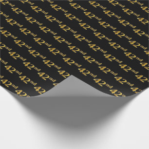 Papel De Regalo Black, Faux Gold 42nd (42º) Event