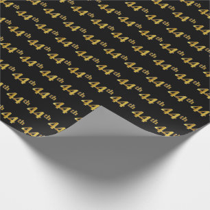 Papel De Regalo Black, Faux Gold 44th (Cuarenta y Cuarto) Event