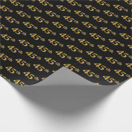 Papel De Regalo Black, Faux Gold 45th (45º) Event