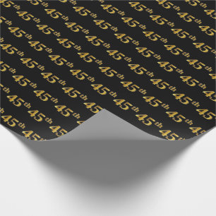 Papel De Regalo Black, Faux Gold 45th (45º) Event