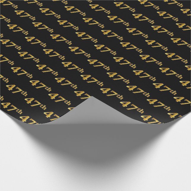 Papel De Regalo Black, Faux Gold 47th (47º) Event (Esquina)