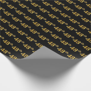 Papel De Regalo Black, Faux Gold 48th (Cuarenta Y Octavo) Event