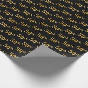 Papel De Regalo Black, Faux Gold 50th (50º) Event