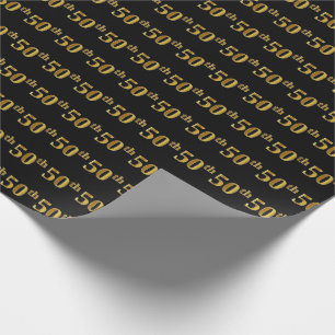 Papel De Regalo Black, Faux Gold 50th (50º) Event