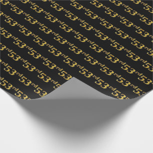 Papel De Regalo Black, Faux Gold 53rd (Cincuenta y Tercer) Event