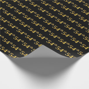 Papel De Regalo Black, Faux Gold 54th (Cincuenta y Cuarto) Event