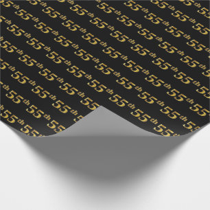 Papel De Regalo Black, Faux Gold 55th (55º) Event