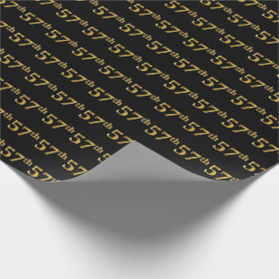 Papel De Regalo Black, Faux Gold 57th (Cincuenta y Séptimo) Event
