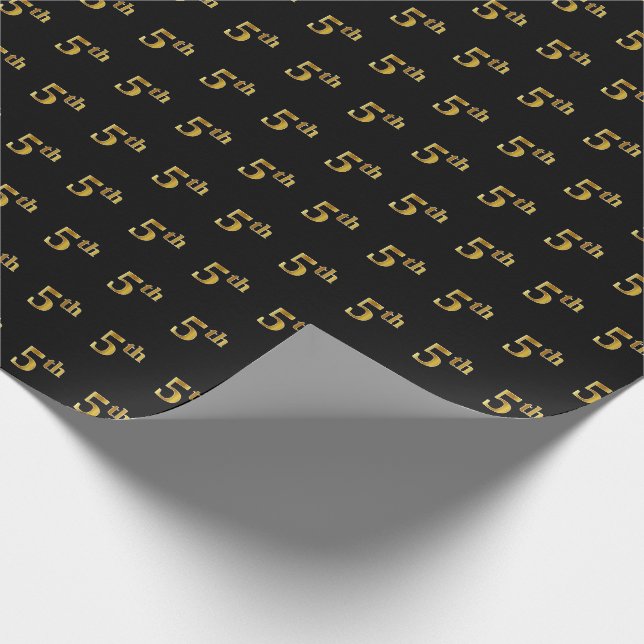 Papel De Regalo Black, Faux Gold 5th (5º evento) (Esquina)