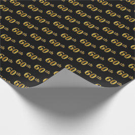 Papel De Regalo Black, Faux Gold 60th (Sexagésimo) Event
