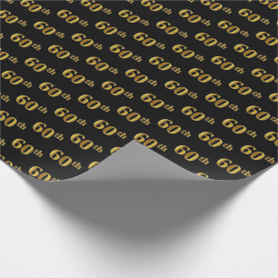 Papel De Regalo Black, Faux Gold 60th (Sexagésimo) Event