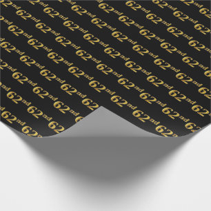 Papel De Regalo Black, Faux Gold 62nd (Sexagésimo Segundo) Event
