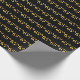 Papel De Regalo Black, Faux Gold 65th (Sexagésimo quinto) Event