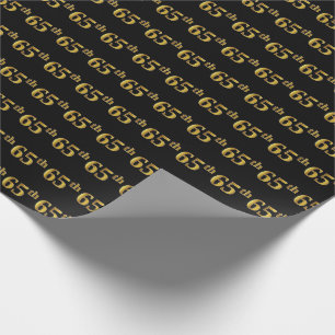 Papel De Regalo Black, Faux Gold 65th (Sexagésimo quinto) Event