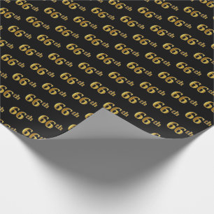 Papel De Regalo Black, Faux Gold 66th (Sesenta y Sexto) Event