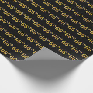 Papel De Regalo Black, Faux Gold 66th (Sesenta y Sexto) Event