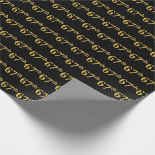 Papel De Regalo Black, Faux Gold 67th (Sexagésimo Séptimo) Event