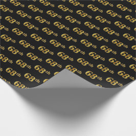 Papel De Regalo Black, Faux Gold 68th (Sexagésimo Octavo) Event