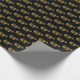 Papel De Regalo Black, Faux Gold 69th (Sesenta y Noveno) Event