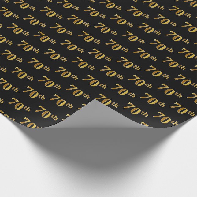 Papel De Regalo Black, Faux Gold 70th (Setx) Event (Esquina)