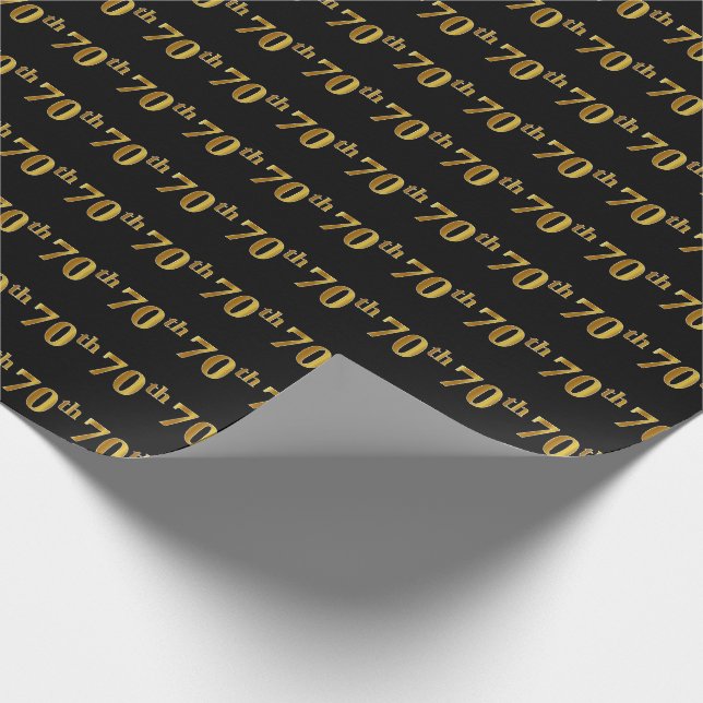 Papel De Regalo Black, Faux Gold 70th (Setx) Event (Esquina)