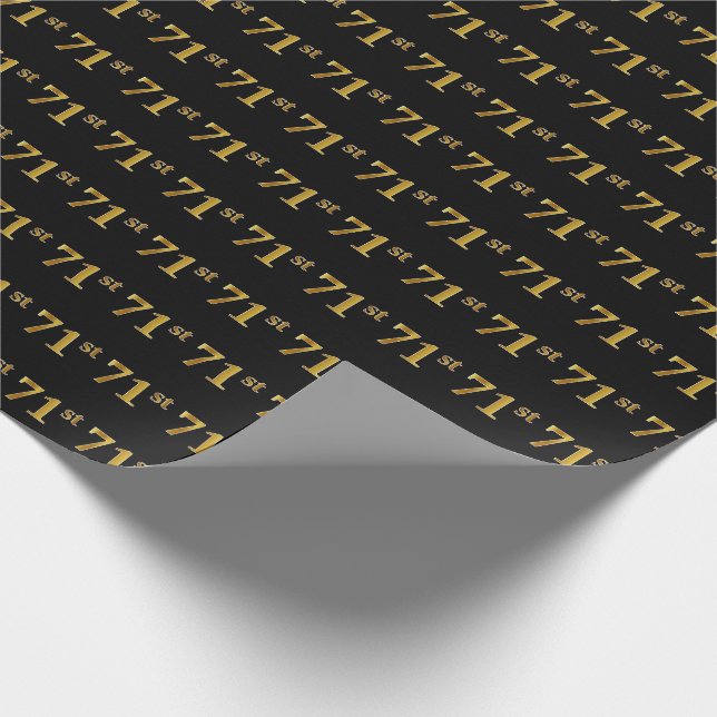 Papel De Regalo Black, Faux Gold 71st (Setenta y Primer) Event (Esquina)