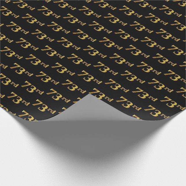 Papel De Regalo Black, Faux Gold 73rd (Setenta y Tercer) Event (Esquina)