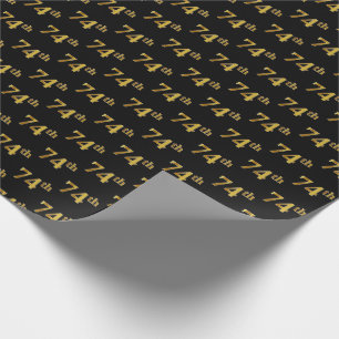 Papel De Regalo Black, Faux Gold 74th (Setenta y Cuarto) Event
