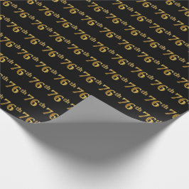 Papel De Regalo Black, Faux Gold 76th (Setenta y Sexto) Event