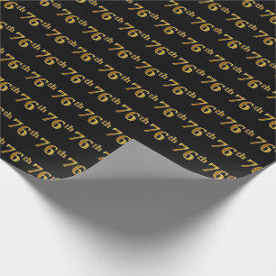 Papel De Regalo Black, Faux Gold 76th (Setenta y Sexto) Event