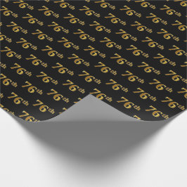 Papel De Regalo Black, Faux Gold 76th (Setenta y Sexto) Event