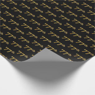 Papel De Regalo Black, Faux Gold 77th (Setenta y Séptimo) Event