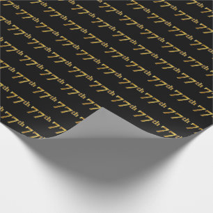 Papel De Regalo Black, Faux Gold 77th (Setenta y Séptimo) Event