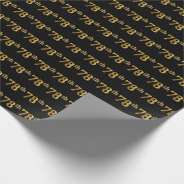Papel De Regalo Black, Faux Gold 78th (Setenta Y Octavo) Event