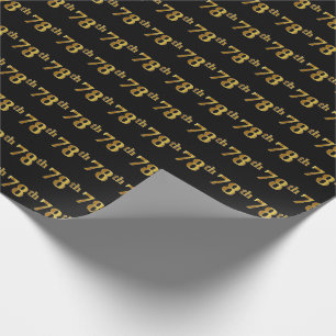 Papel De Regalo Black, Faux Gold 78th (Setenta Y Octavo) Event