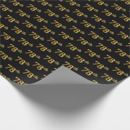 Papel De Regalo Black, Faux Gold 78th (Setenta Y Octavo) Event