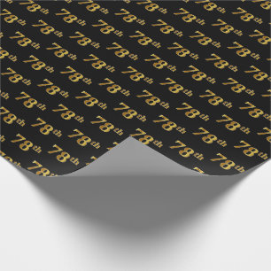 Papel De Regalo Black, Faux Gold 78th (Setenta Y Octavo) Event