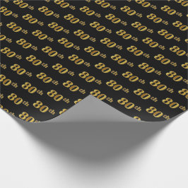 Papel De Regalo Black, Faux Gold 80th (Octavo) Event