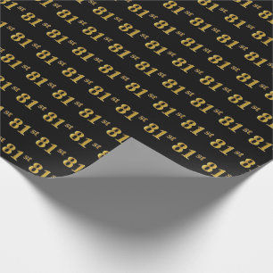 Papel De Regalo Black, Faux Gold 81st (Ochenta y Primer) Event