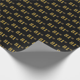 Papel De Regalo Black, Faux Gold 81st (Ochenta y Primer) Event